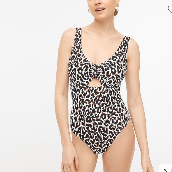 J.Crew Leopard cutout one-piece swimsuit with bow size Medium - Picture 1 of 8